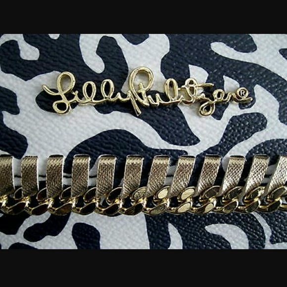 LILLY PULITZER IPAD CASE GOLD CHAIN NAVY TREASURE - Picture 3 of 6